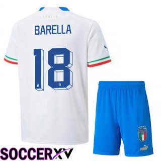 Italy (Barella 18) Kids Away Jersey White 2023/2023