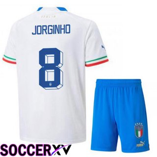 Italy (Jorginho 8) Kids Away Jersey White 2023/2023