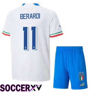 Italy (Berardi 11) Kids Away Jersey White 2023/2023