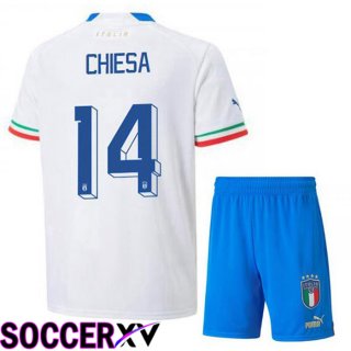 Italy (Chiesa 14) Kids Away Jersey White 2023/2023