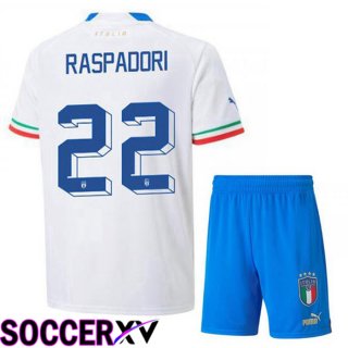 Italy (Raspadori 22) Kids Away Jersey White 2023/2023