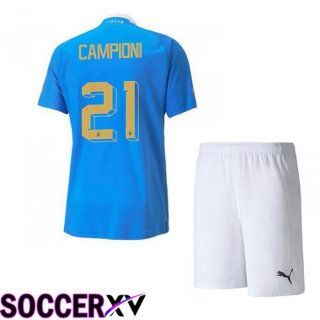 Italy（Campioni 21）Kids Home Jersey Blue 2023/2023