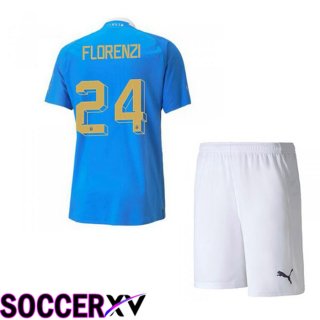 Italy（Florenzi 24）Kids Home Jersey Blue 2023/2023