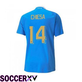 Italy（Chiesa 14）Home Jersey Blue 2023/2023