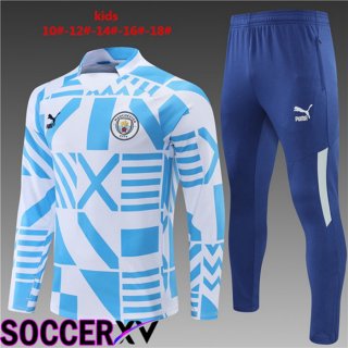 Manchester City Kids Training Tracksuit Blue White 2022/2023