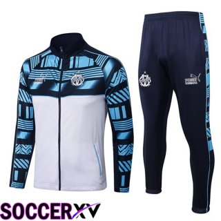 Olympique MarseilleTraining Jacket Suit White Blue 2022/2023