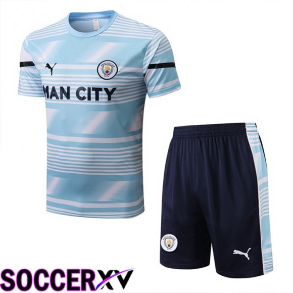 Manchester City Training T Jersey + Shorts Blue 2022/2023