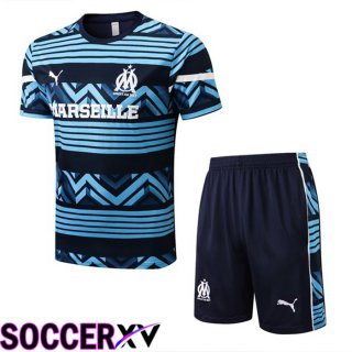 Olympique MarseilleTraining T Jersey + Shorts Royal Blue 2022/2023