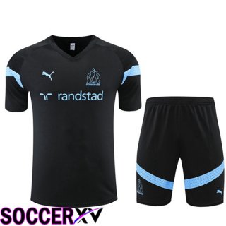 Olympique MarseilleTraining T Jersey + Shorts Black 2022/2023