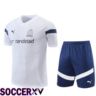 Olympique MarseilleTraining T Jersey + Shorts White 2022/2023