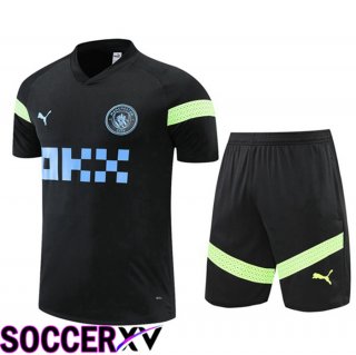 Manchester City Training T Jersey + Shorts Black 2022/2023