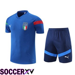 Italy Training T Jersey + Shorts Blue 2022/2023