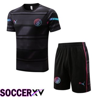 Manchester City Training T Jersey + Shorts Black 2022/2023