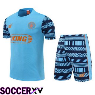 Manchester City Training T Jersey + Shorts Blue 2022/2023