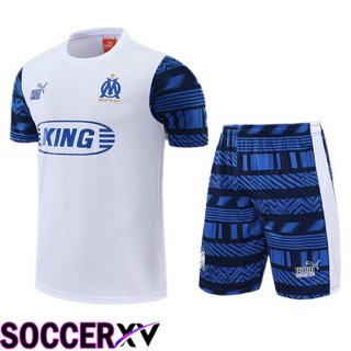 Olympique MarseilleTraining T Jersey + Shorts White 2022/2023