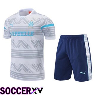 Olympique MarseilleTraining T Jersey + Shorts White Grey 2022/2023