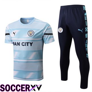 Manchester City Training T Jersey + Pants Blue White 2022/2023