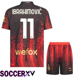 AC Milan (IBRAHIMOVIĆ 11) Kids Soccer Jersey Fourth Red Black 2022/2023