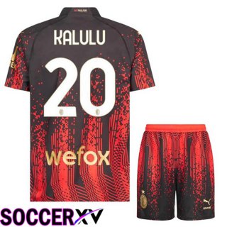 AC Milan (KALULU 20) Kids Soccer Jersey Fourth Red Black 2022/2023