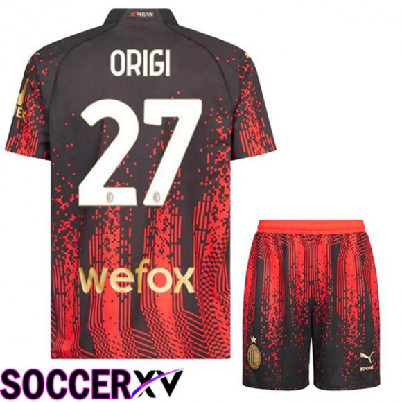 AC Milan (ORIGI 27) Kids Soccer Jersey Fourth Red Black 2022/2023