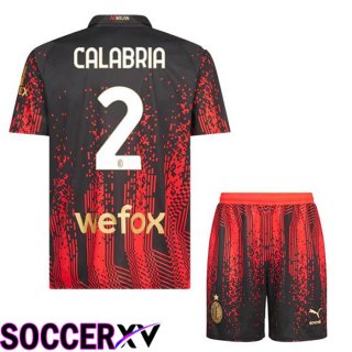 AC Milan (CALABRIA 2) Kids Soccer Jersey Fourth Red Black 2022/2023