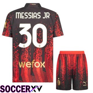 AC Milan (MESSIAS JR 30) Kids Soccer Jersey Fourth Red Black 2022/2023