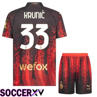 AC Milan (KRUNIĆ 33) Kids Soccer Jersey Fourth Red Black 2022/2023