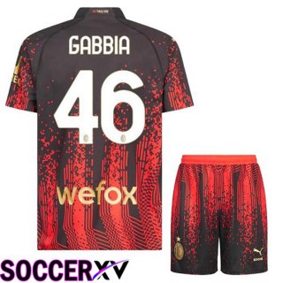 AC Milan (GABBIA 46) Kids Soccer Jersey Fourth Red Black 2022/2023