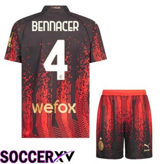 AC Milan (BENNACER 4) Kids Soccer Jersey Fourth Red Black 2022/2023