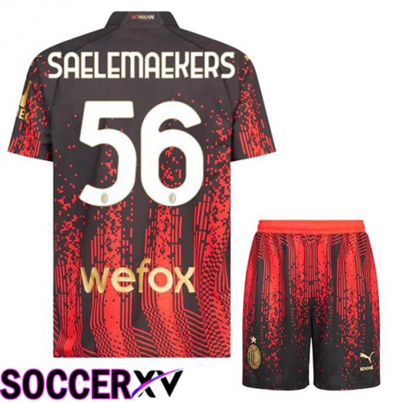 AC Milan (SAELEMAEKERS 56) Kids Soccer Jersey Fourth Red Black 2022/2023