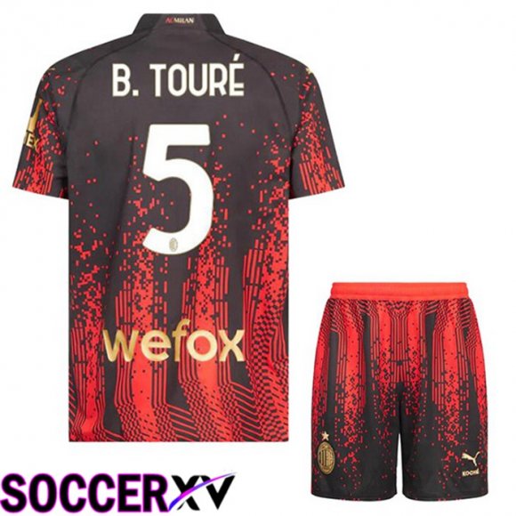 AC Milan (B. TOURÉ 5) Kids Soccer Jersey Fourth Red Black 2022/2023