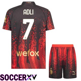 AC Milan (ADLI 7) Kids Soccer Jersey Fourth Red Black 2022/2023