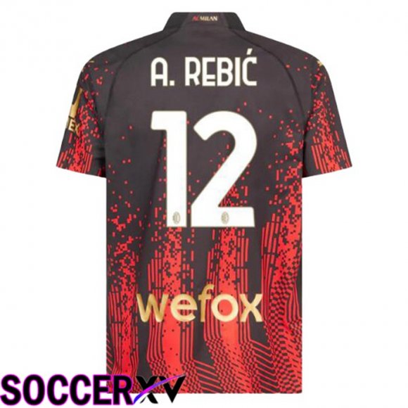 AC Milan (A. REBIĆ 12) Soccer Jersey Fourth Red Black 2022/2023