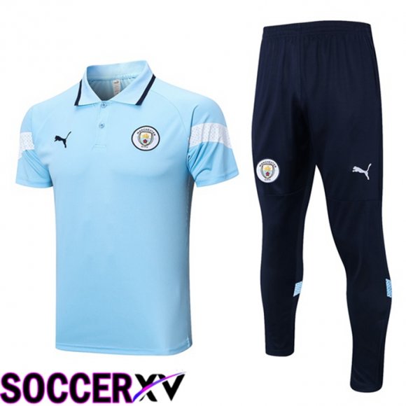 Manchester City Soccer Polo + Pants Blue 2023/2024