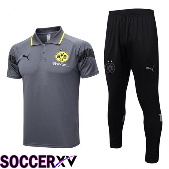 Borussia Dortmund Soccer Polo + Pants Grey 2023/2024