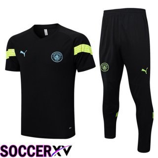 Manchester City Training T Shirt + Pants Black 2023/2024