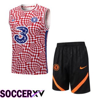 FC Chelsea Soccer Vest + Shorts Red White 2022/2023