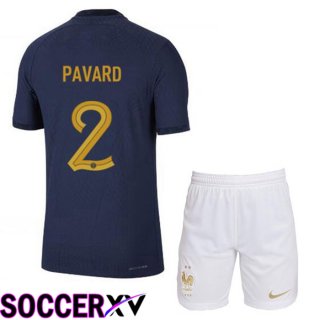 France (PAVARD 2) Kids Home Jersey Royal Blue World Cup 2022