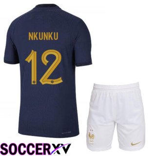 France (NKUNKU 12) Kids Home Jersey Royal Blue World Cup 2022