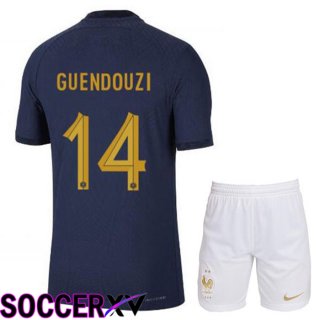 France (GUENDOUZI 14) Kids Home Jersey Royal Blue World Cup 2022