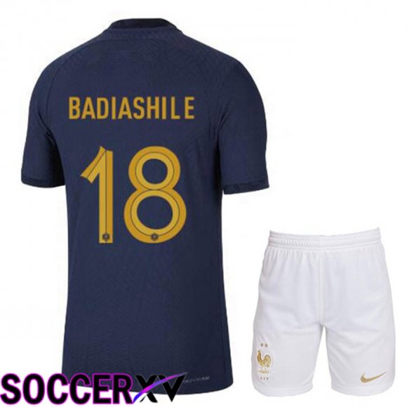 France (BADIASHILE 18) Kids Home Jersey Royal Blue World Cup 2022