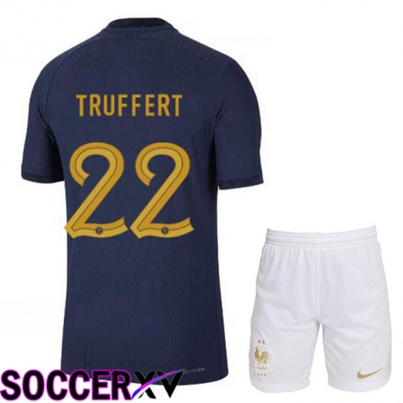 France (TRUFFERT 22) Kids Home Jersey Royal Blue World Cup 2022