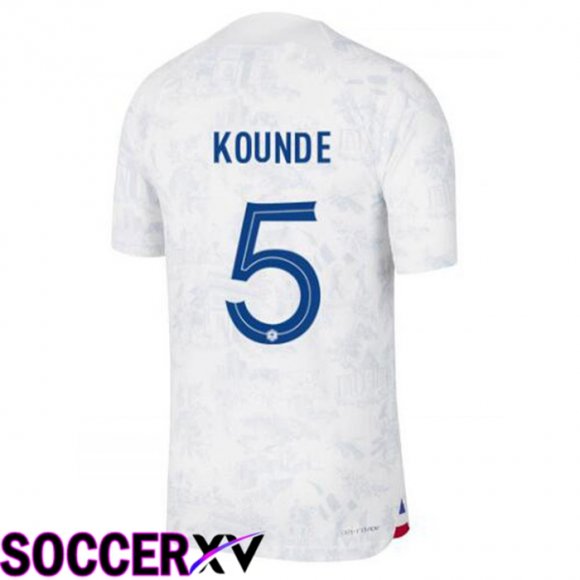 France (KOUNDE 5) Away Jersey White World Cup 2022