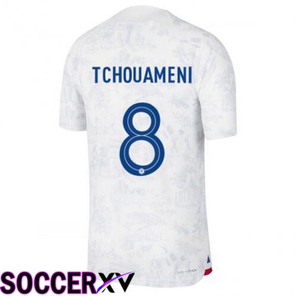 France (TCHOUAMENI 8) Away Jersey White World Cup 2022