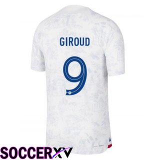 France (GIROUD 9) Away Jersey White World Cup 2022