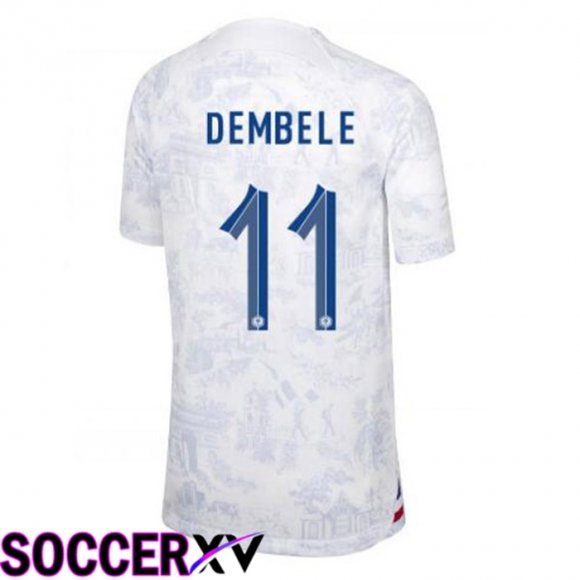 France (DEMBELE 11) Away Jersey White World Cup 2022