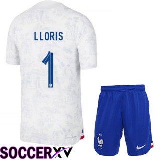 France (LLORIS 1) Kids Away Jersey White World Cup 2022