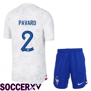 France (PAVARD 2) Kids Away Jersey White World Cup 2022