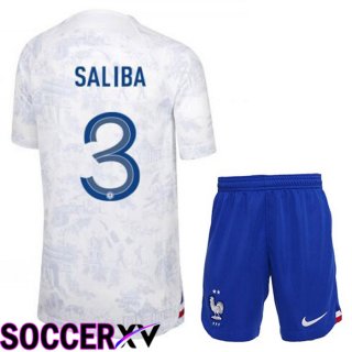 France (SALIBA 3) Kids Away Jersey White World Cup 2022