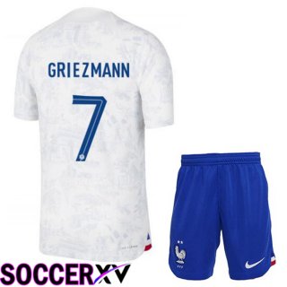 France (GRIEZMANN 7) Kids Away Jersey White World Cup 2022